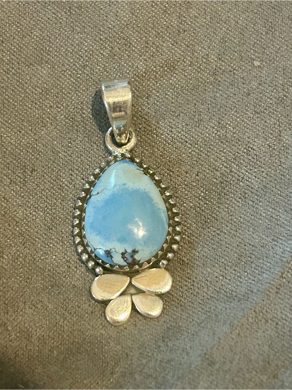 Sterling Silver Teardrop Pendant in Turquoise Golden Hill Necklace Charm